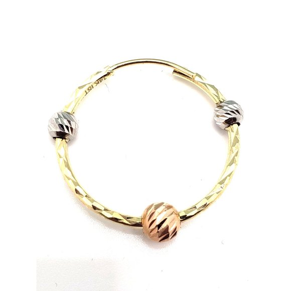 Circular Hoop Earrings With 14K Three-Gold Balls - Picture 9 of 14